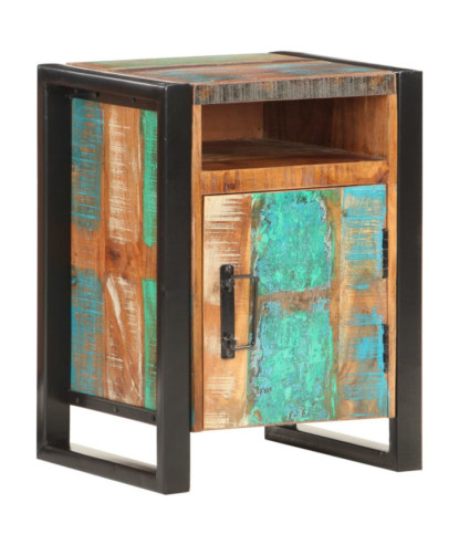 Noptieră, 40 x 35 x 55 cm, lemn reciclat, cu aspect industrial - WOODBB463