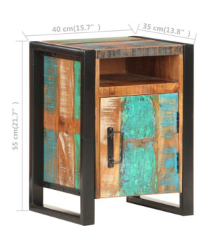 Noptieră, 40 x 35 x 55 cm, lemn reciclat, cu aspect industrial - WOODBB463
