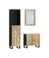 Set mobilier de baie, 3 piese, lemn reciclat - WOODBB465