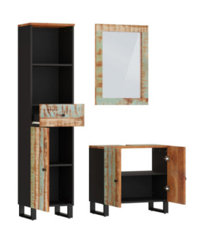 Set mobilier de baie, 3 piese, lemn reciclat - WOODBB465