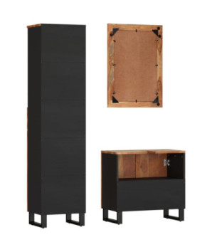 Set mobilier de baie, 3 piese, lemn reciclat - WOODBB465