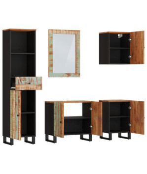 Set mobilier de baie, 5 piese, lemn reciclat - WOODBB466