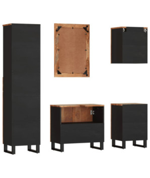 Set mobilier de baie, 5 piese, lemn reciclat - WOODBB466