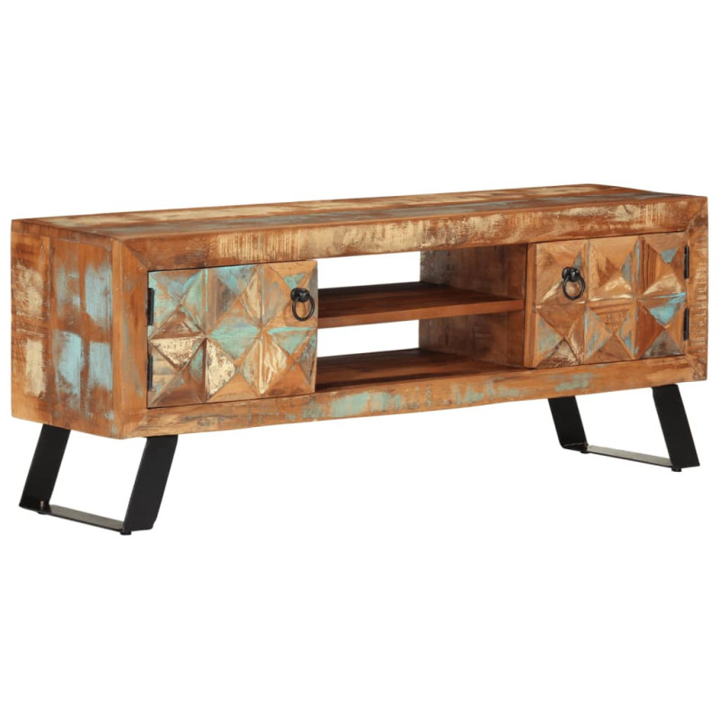 Comodă TV, 112x30x45 cm, lemn reciclat, cu aspect retro - WOODBB468