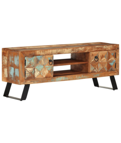 Comodă TV, 112x30x45 cm, lemn reciclat, cu aspect retro - WOODBB468