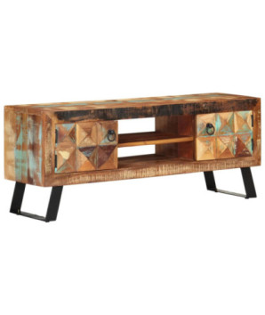 Comodă TV, 112x30x45 cm, lemn reciclat, cu aspect retro - WOODBB468