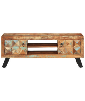 Comodă TV, 112x30x45 cm, lemn reciclat, cu aspect retro - WOODBB468