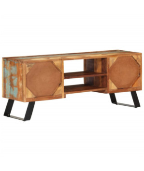 Comodă TV, 112x30x45 cm, lemn reciclat, cu aspect retro - WOODBB468