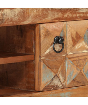 Comodă TV, 112x30x45 cm, lemn reciclat, cu aspect retro - WOODBB468