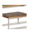 Măsuță consolă, oțel inoxidabil argintiu și lemn reciclat - WOODBB471