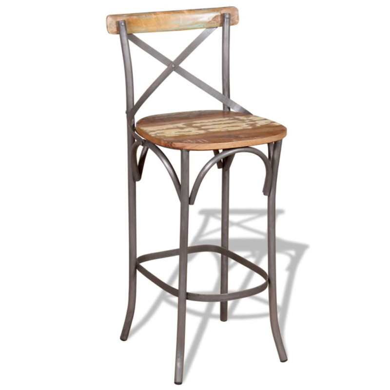 Scaun masă bar multicolor vintage, din lemn masiv reciclat, fără spătar Scaun masă bar multicolor vintage, din lemn masiv reciclat, fără spătar