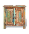 Set dulap de baie din lemn reciclat, cu oglindă, cu aspect antichizat - WOODBB474