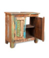 Set dulap de baie din lemn reciclat, cu oglindă, cu aspect antichizat - WOODBB474