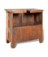 Set dulap de baie din lemn reciclat, cu oglindă, cu aspect antichizat - WOODBB474