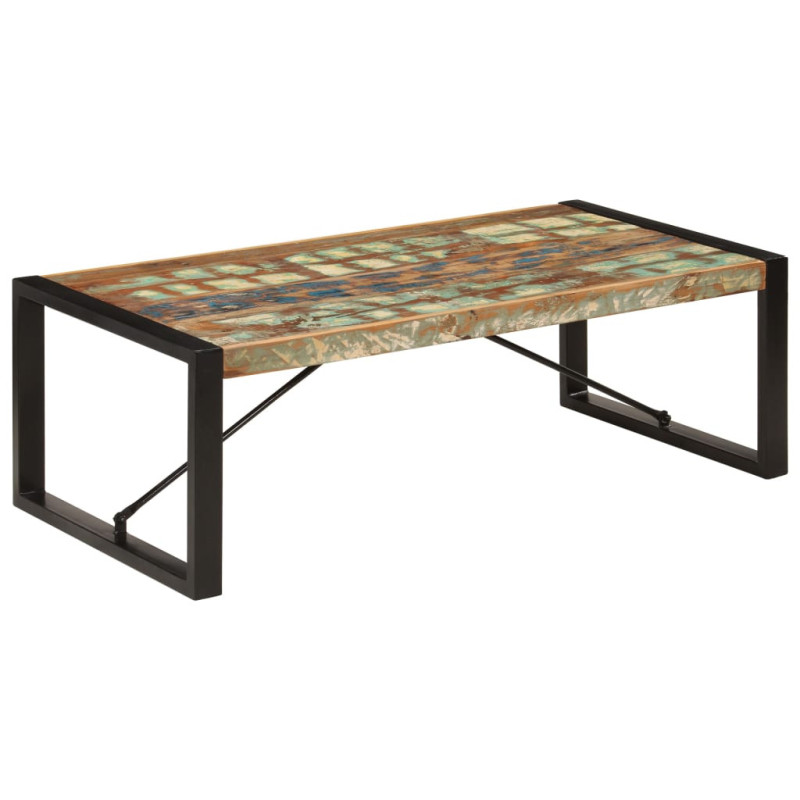 Măsuță de cafea, 120 x 60 x 40 cm, lemn reciclat, cu aspect industrial - WOODBB475