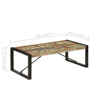 Măsuță de cafea, 120 x 60 x 40 cm, lemn reciclat, cu aspect industrial - WOODBB475