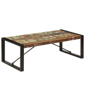 Măsuță de cafea, 120 x 60 x 40 cm, lemn reciclat, cu aspect industrial - WOODBB475