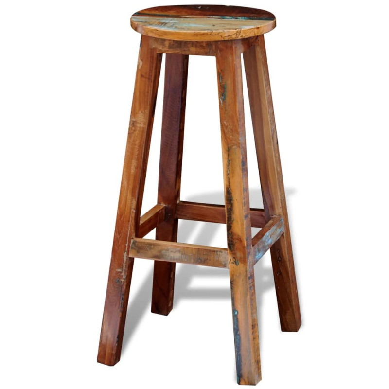 Scaun masă bar multicolor vintage, din lemn masiv reciclat, fără spătar, 1 buc. Scaun masă bar multicolor vintage, din lemn masiv reciclat, fără spătar, 1 buc.