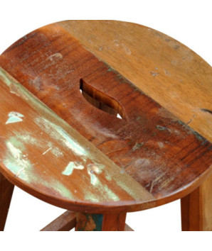 Scaun masă bar multicolor vintage, din lemn masiv reciclat, fără spătar, 1 buc.