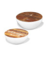 Măsuță cafea set 2 piese, din lemn masiv reciclat, formă de bol, 60 x 60 x 30 cm / 50 x 50 x 25 cm Măsuță cafea set 2 piese, din lemn masiv reciclat, formă de bol, 60 x 60 x 30 cm / 50 x 50 x 25 cm