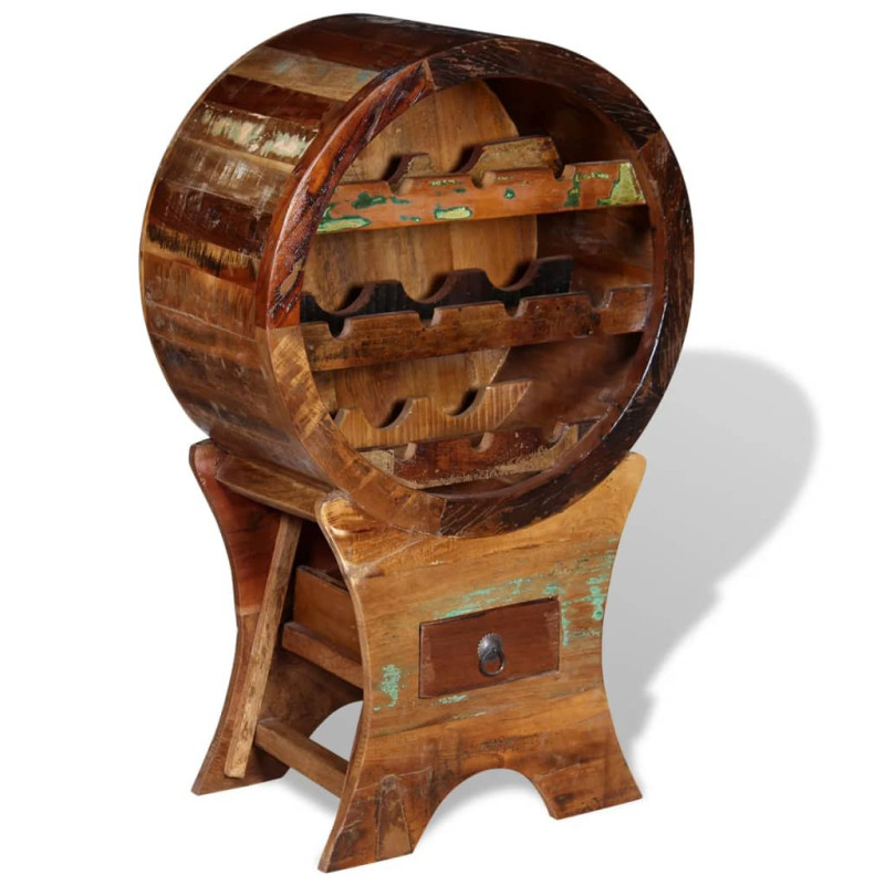 Suport de vin pentru 10 sticle, lemn reciclat, cu aspect vintage - WOODBB493 Suport de vin pentru 10 sticle, lemn reciclat, cu aspect vintage - WOODBB493