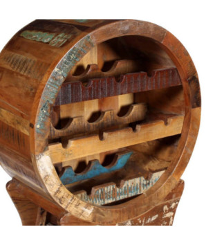 Suport de vin pentru 10 sticle, lemn reciclat, cu aspect vintage - WOODBB493