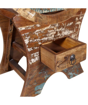 Suport de vin pentru 10 sticle, lemn reciclat, cu aspect vintage - WOODBB493