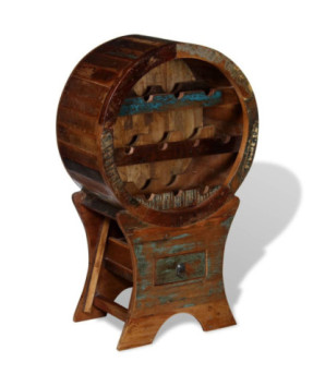 Suport de vin pentru 10 sticle, lemn reciclat, cu aspect vintage - WOODBB493