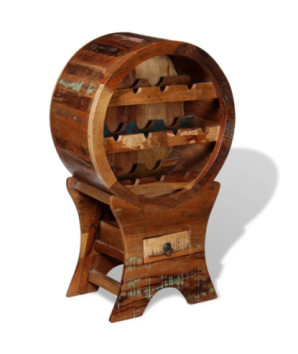 Suport de vin pentru 10 sticle, lemn reciclat, cu aspect vintage - WOODBB493