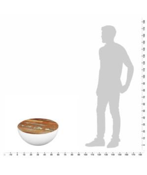 Măsuță de cafea în formă de bol 60x60x30 cm lemn reciclat - WOODBB496