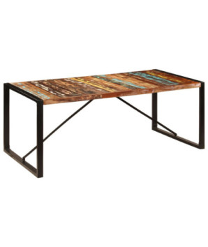 Masă de bucătărie, 200 x 100 x 75 cm, lemn reciclat, cu aspect retro - WOODBB499