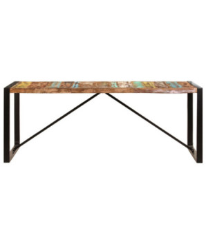 Masă de bucătărie, 200 x 100 x 75 cm, lemn reciclat, cu aspect retro - WOODBB499
