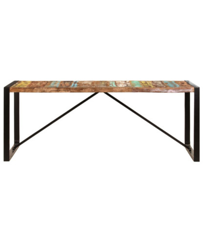 Masă de bucătărie, 200 x 100 x 75 cm, lemn reciclat, cu aspect retro - WOODBB499