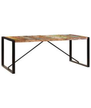 Masă de bucătărie, 200 x 100 x 75 cm, lemn reciclat, cu aspect retro - WOODBB499