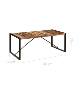 Masă de bucătărie, 200 x 100 x 75 cm, lemn reciclat, cu aspect retro - WOODBB499