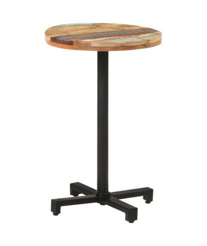 Masă de bistro, Ø50x75 cm, lemn reciclat, rotundă - WOODBB512