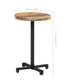 Masă de bistro, Ø50x75 cm, lemn reciclat, rotundă - WOODBB512