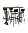 Set mobilier de bar, 5 piese, multicolor, lemn reciclat, cu aspect retro - WOODBB68 Set mobilier de bar, 5 piese, multicolor, lemn reciclat, cu aspect retro - WOODBB68