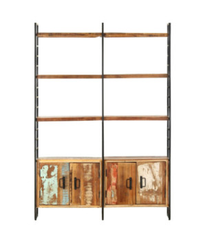 Bibliotecă aspect industrial, din lemn masiv reciclat, cu 6 rafturi și 4 dulapuri, 124 x 30 x 180 cm, handmade