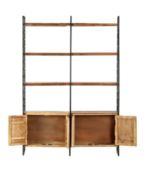 Bibliotecă aspect industrial, din lemn masiv reciclat, cu 6 rafturi și 4 dulapuri, 124 x 30 x 180 cm, handmade