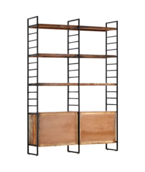Bibliotecă aspect industrial, din lemn masiv reciclat, cu 6 rafturi și 4 dulapuri, 124 x 30 x 180 cm, handmade