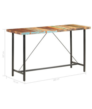 Masă bar din lemn masiv reciclat, dreptunghiulară, 180 x 70 x 107 cm