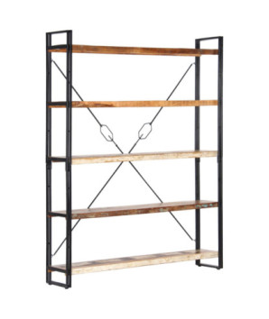 Bibliotecă cu 5 rafturi, 140 x 30 x 180 cm, lemn reciclat, cu aspect industrial - WOODBB524