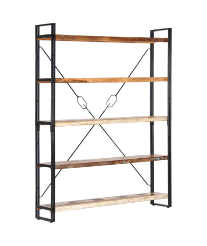 Bibliotecă cu 5 rafturi, 140 x 30 x 180 cm, lemn reciclat, cu aspect industrial - WOODBB524