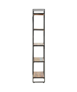 Bibliotecă cu 5 rafturi, 140 x 30 x 180 cm, lemn reciclat, cu aspect industrial - WOODBB524