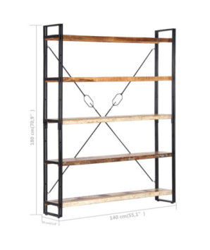 Bibliotecă cu 5 rafturi, 140 x 30 x 180 cm, lemn reciclat, cu aspect industrial - WOODBB524