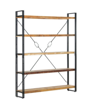 Bibliotecă cu 5 rafturi, 140 x 30 x 180 cm, lemn reciclat, cu aspect industrial - WOODBB524