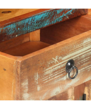 Dulap înalt, 45 x 32 x 110 cm, lemn reciclat, cu aspect vintage - WOODBB528