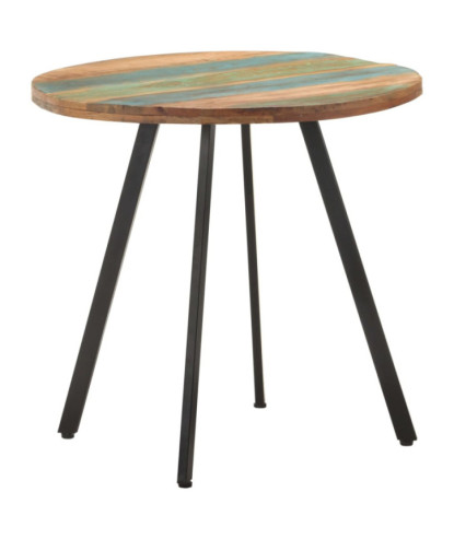 Masă rotundă de bucătărie pentru 2 persoane, aspect industrial, din lemn masiv reciclat, 80 x 75 cm