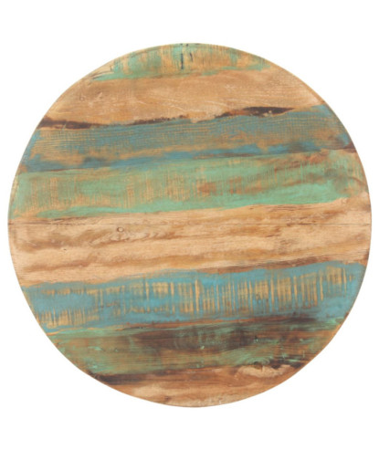 Masă rotundă de bucătărie pentru 2 persoane, aspect industrial, din lemn masiv reciclat, 80 x 75 cm
